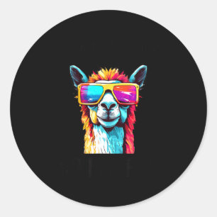 Solar Eclipse Llama April 8 Classic Round Sticker