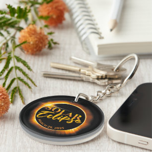Solar Eclipse March 29 2025 Commemorative Key Ring