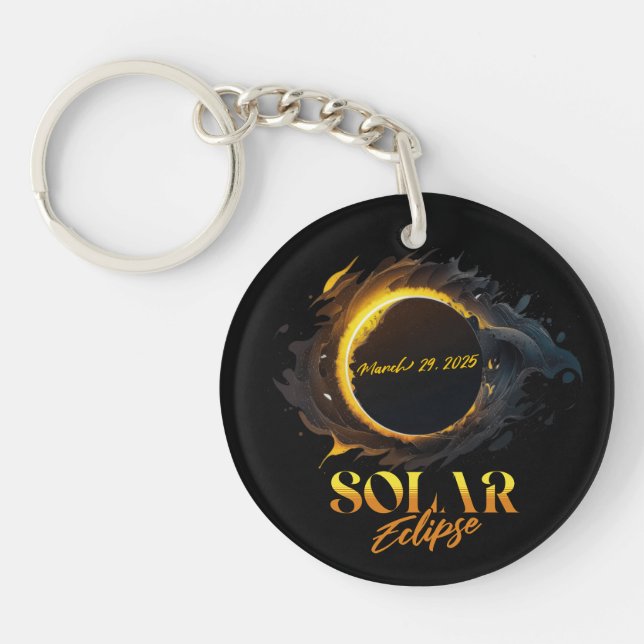  Solar Eclipse March 29 2025 Commemorative  Key Ring (Front)