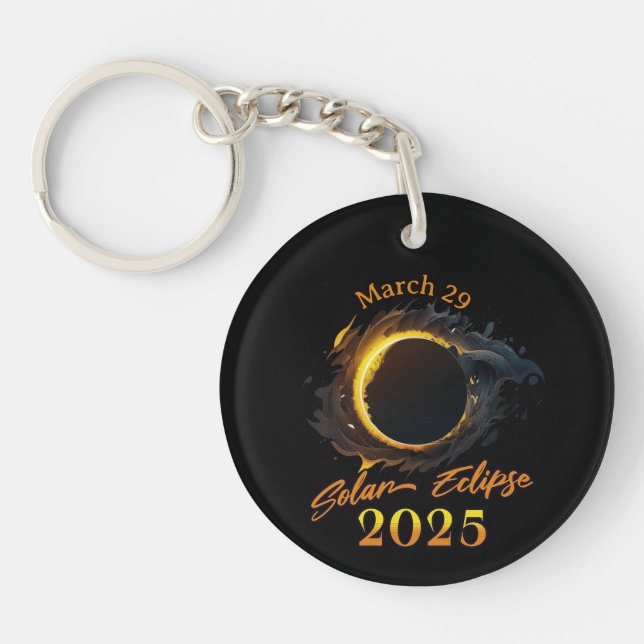  Solar Eclipse March 29 2025 Commemorative  Key Ring (Front)