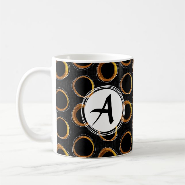 Solar Eclipse Mid-Century Modern Black & Gold Coffee Mug (Left)