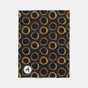 Solar Eclipse Mid-Century Modern Black & Gold Fleece Blanket