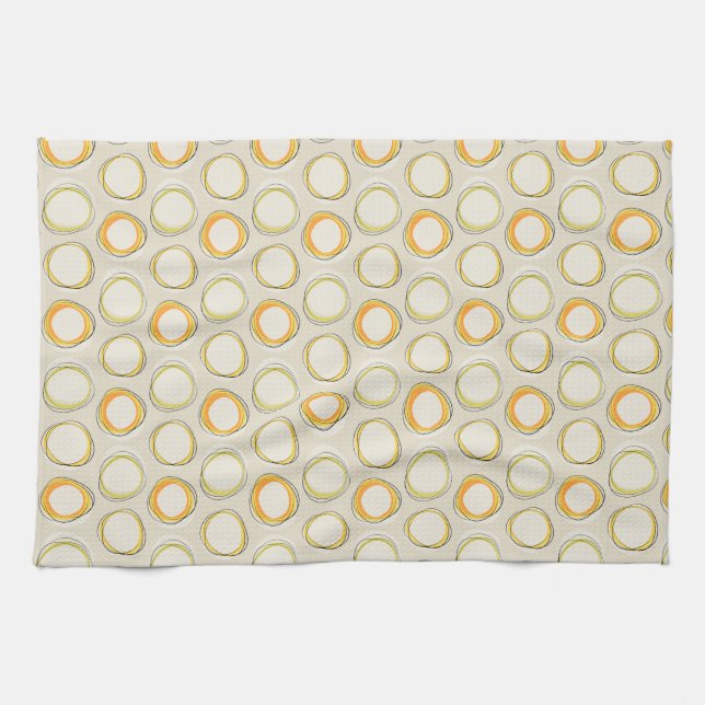 Solar Eclipse Mid-Century Modern - Black lines Tea Towel (Horizontal)