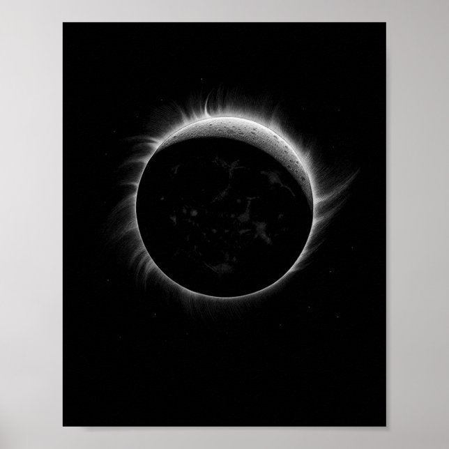 Solar Eclipse Moon And Sun Cool Event Graphic  Poster (Front)