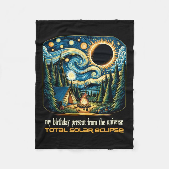 Solar Eclipse My Birthday Present From The Univers Fleece Blanket (Front)