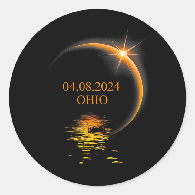 Solar Eclipse Ohio Usa Totality 1  Classic Round Sticker (Front)