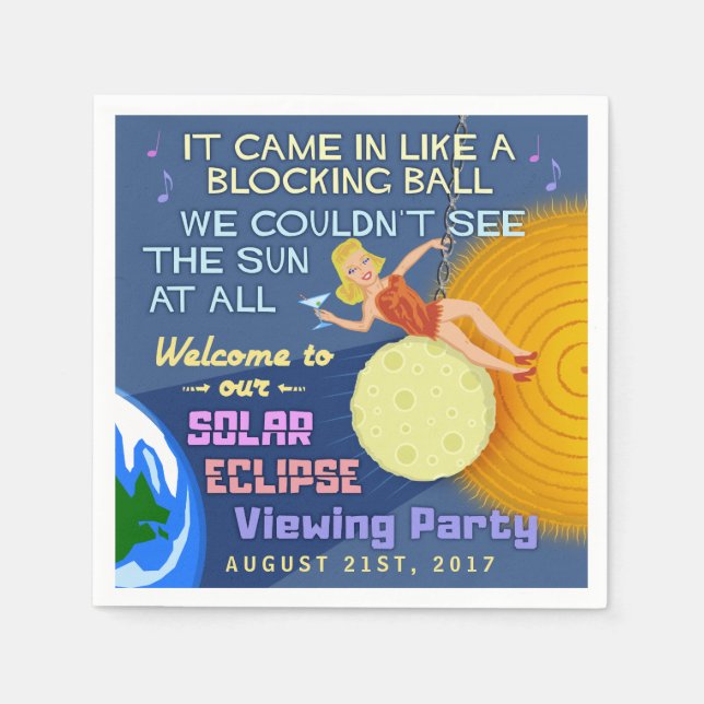 Solar Eclipse Party Funny Retro Sun Viewing 2017 Napkin (Front)