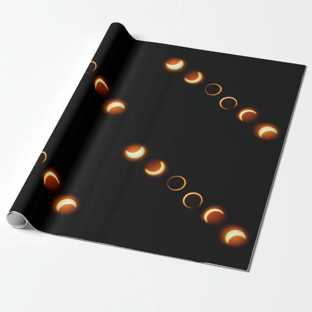 Solar Eclipse Phases Wrapping Paper (Unrolled)