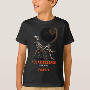 Solar Eclipse Skeleton Ohio Souvenir Illustration T-Shirt