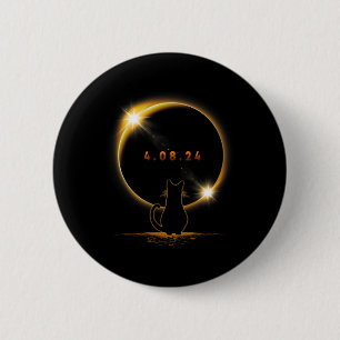 Solar Eclipse T Cat Wearing Solar Eclipse Glasses 6 Cm Round Badge