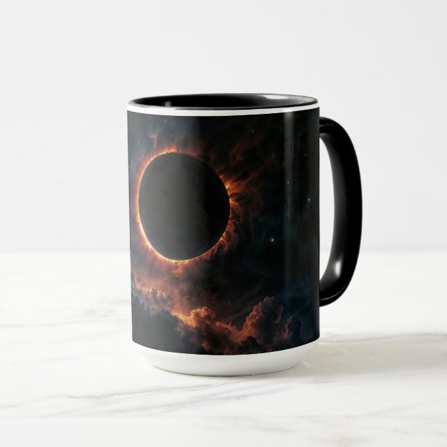 Solar Eclipse That Inspires Awe AI Art by Xzendor7 Mug (Front Right)