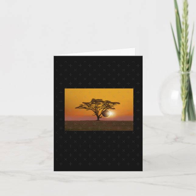 Solar Eclipse Thru Tree Sticker  Card (Front)