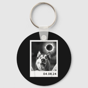 Solar Eclipse Totality Siberian Husky Key Ring