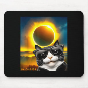 Solar Eclipse Totality Tuxedo Cat Design Mouse Mat
