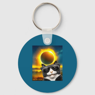Solar Eclipse Totality Tuxedo Cat Key Ring