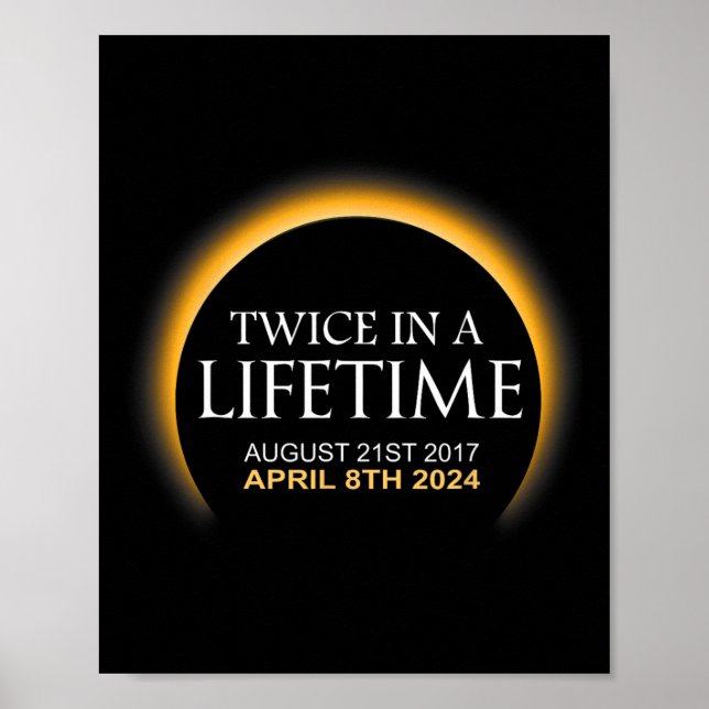 Solar Eclipse Twice In Lifetime 2024 Solar Eclipse Poster (Front)
