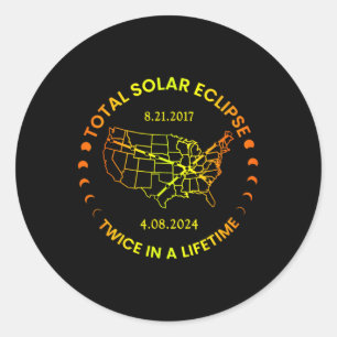 Solar Eclipse Twice In Lifetime 2024 Total Solar E Classic Round Sticker