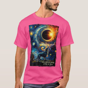 Solar Eclipse Wolf Starry Night Wilderness Howling T-Shirt