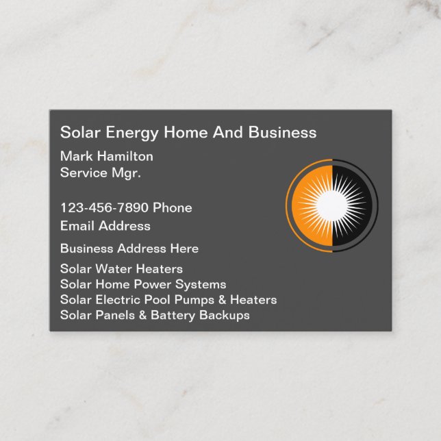 Solar Energy Systems Business Card Design (Front)