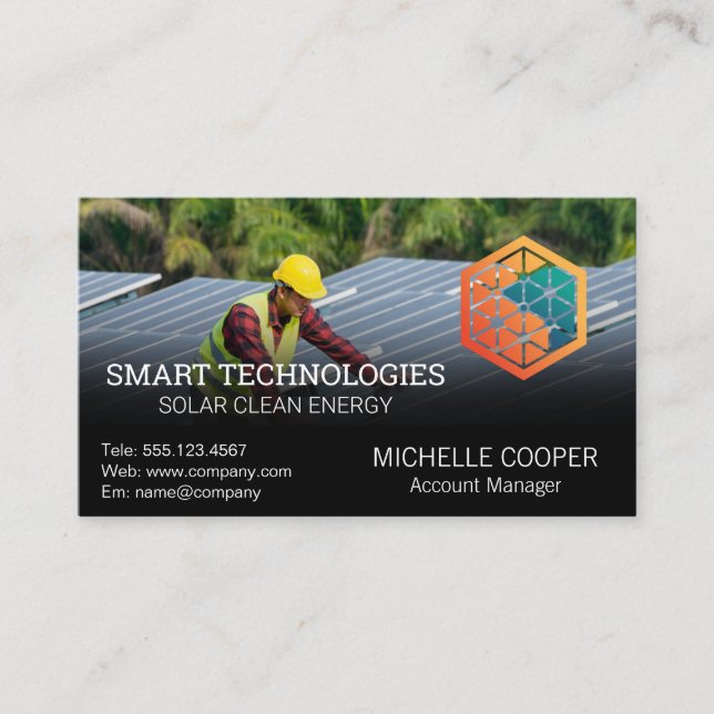 Solar Energy Technology Logo | Technician Business Card (Front)