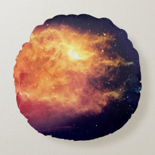 Solar Fire Across the Cosmos Round Cushion