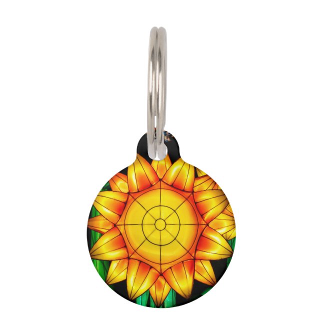 Solar Flare Sunflowers  Pet Tag (Front)