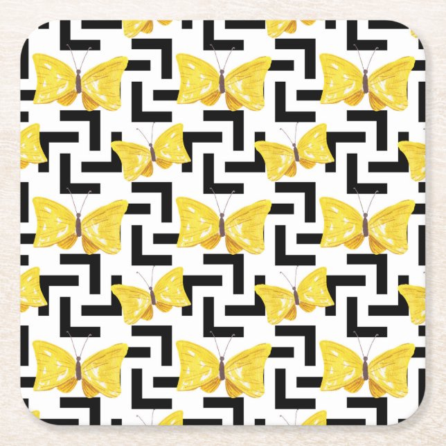 Solar Flower Square Paper Coaster (Front)