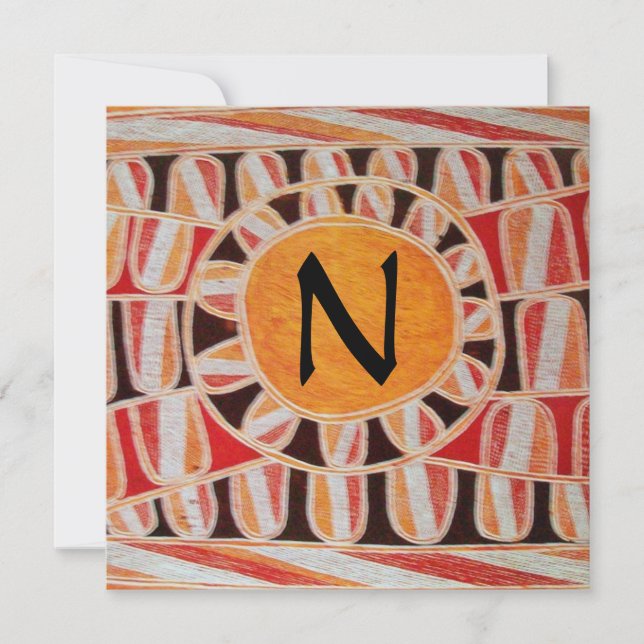 SOLAR GOLD MONOGRAM,bright yellow orange black Invitation (Front)