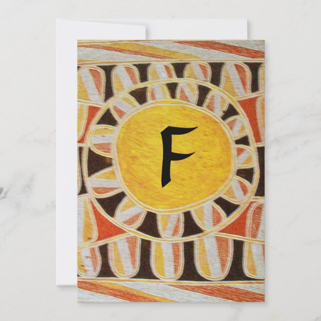SOLAR GOLD MONOGRAM,bright yellow orange black Invitation (Front)