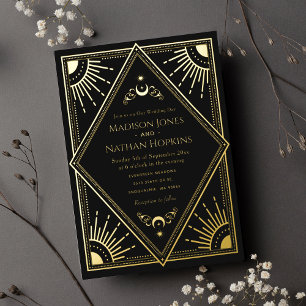 Solar Gothic Elegant Tarot Card Wedding Invitation