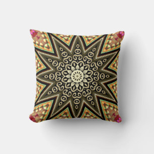 Solar Groove Black Gold Decor Star Cushion