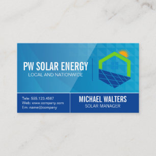 Solar House Power Logo   Tech Sun Energy Business Card