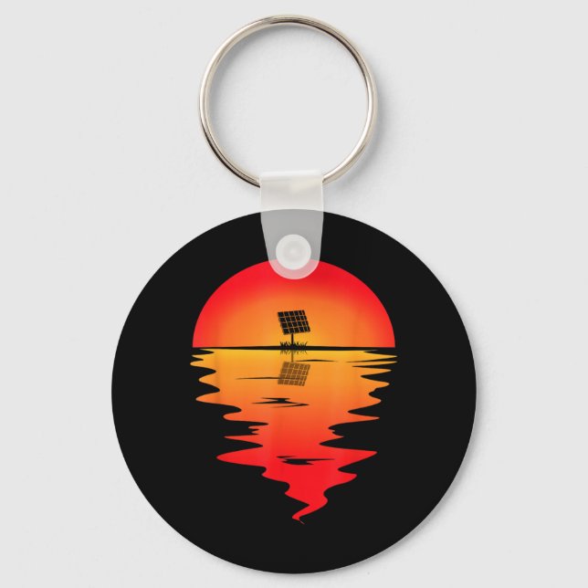Solar Installation Sunset Solar Panel Installer Key Ring (Front)