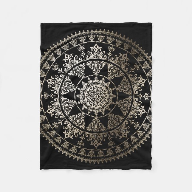 Solar Mandala Gold - Custom Colour Fleece Blanket (Front)