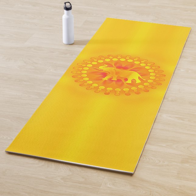 Solar mandala with elephant - for lucky yoga mat (In Situ)