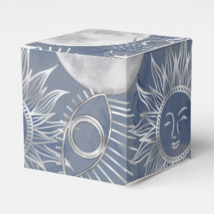 Solar Mystique Dusty Blue Silver Moon Stars Sun Favour Box