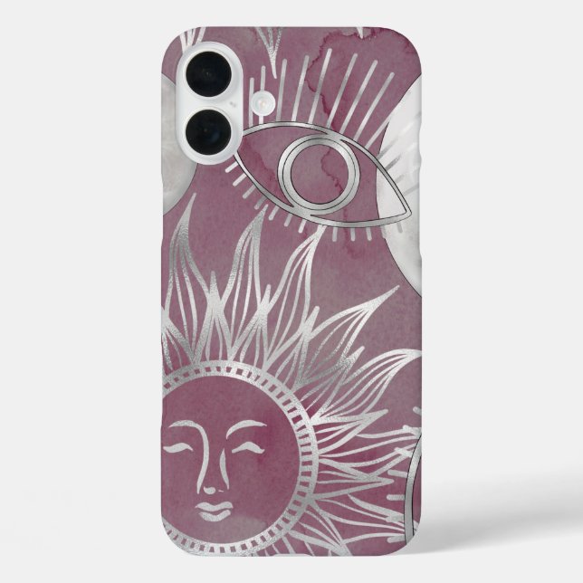 Solar Mystique | Pink Silver Moon Stars Sun Eyes Case-Mate iPhone Case (Back)