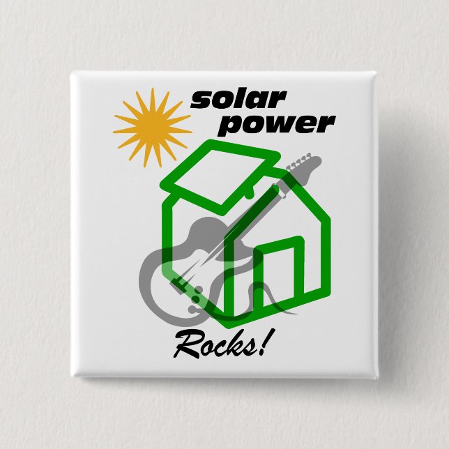 Solar p0wer rocks! 15 cm square badge (Front)