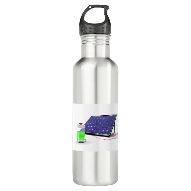 Solar panel and battery 710 ml water bottle (Front)