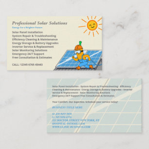 Solar Panel Cleaning Maintenance Service Business Card