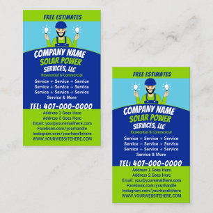 Solar Panel Light Bulb Services Company Business Card