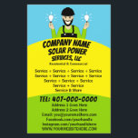 Solar Panel Light Bulb Services Company  Flyer<br><div class="desc">Personalise and customise this eye-catching solar (power washing) professional door hanger template design to suit your business/company's needs. This solar template displays picture of solar panel service technician character holding light bulbs. Add your logo for more effective branding. Customise the coupon offer on door hanger to attract potential clients. Great...</div>