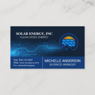 Solar Panel Logo   Tech Background Business Card