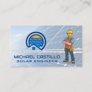 Solar Panel Logo   Technician Worker   Energy  Business Card