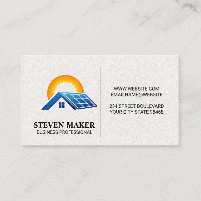 Solar Panel on Roof | Sun Energy Business Card (Front)