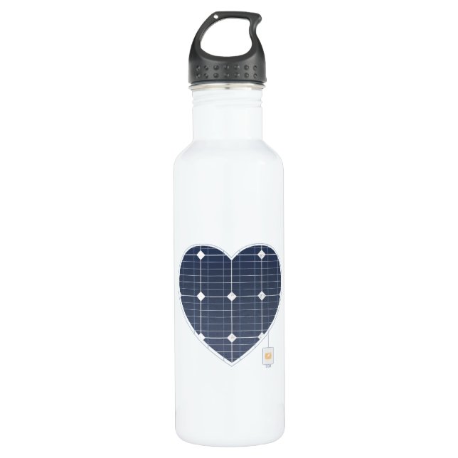SOLAR PANEL POWER HEART SIMPLE 710 ML WATER BOTTLE (Front)