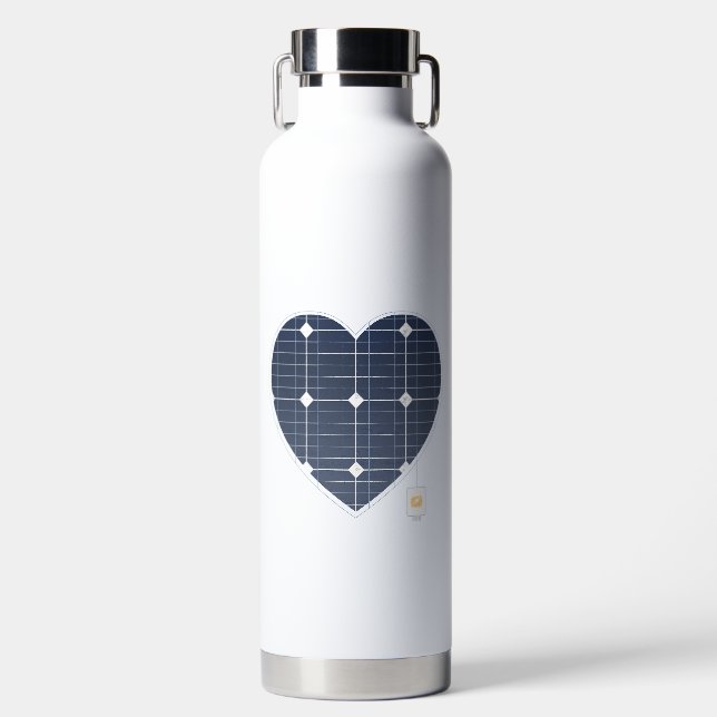 SOLAR PANEL POWER HEART  WATER BOTTLE (Front)