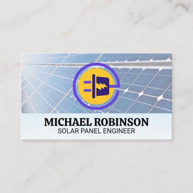 Solar Panels | Electric Plug Logo Business Card (Front)