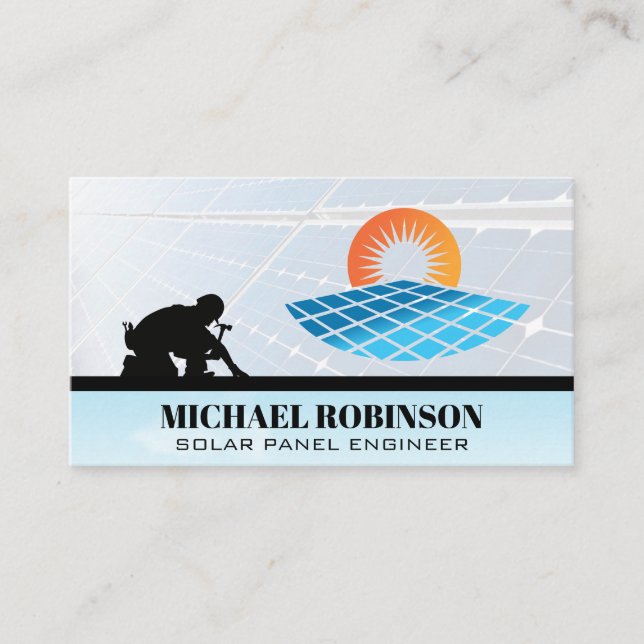 Solar Panels Logo | Energy Technician Business Card (Front)