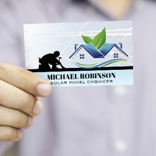 Solar Panels   Roof Worker   Home Logo Business Card